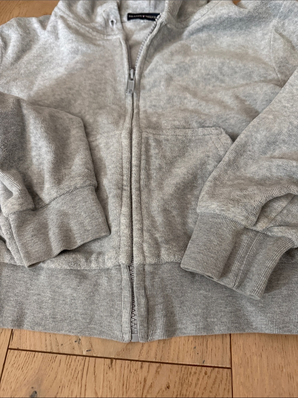 Brandy Melville Light Gray Hooded Zip Sweatshirt - Picture 3 of 9